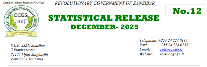 ZANZIBAR CONSUMER PRICE INDEX (ZCPI) FOR DECEMBER 2025 image
